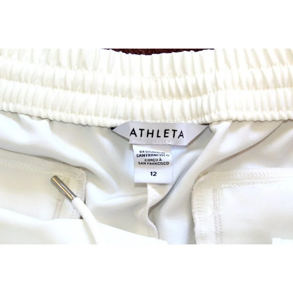Athleta Endeavor Wide Leg white Women Pant Size 12 Drawstring elastic waist - Picture 12 of 12